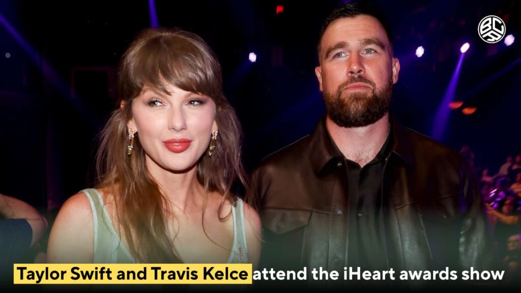 Taylor Swift and Travis Kelce attend the iHeart awards show 