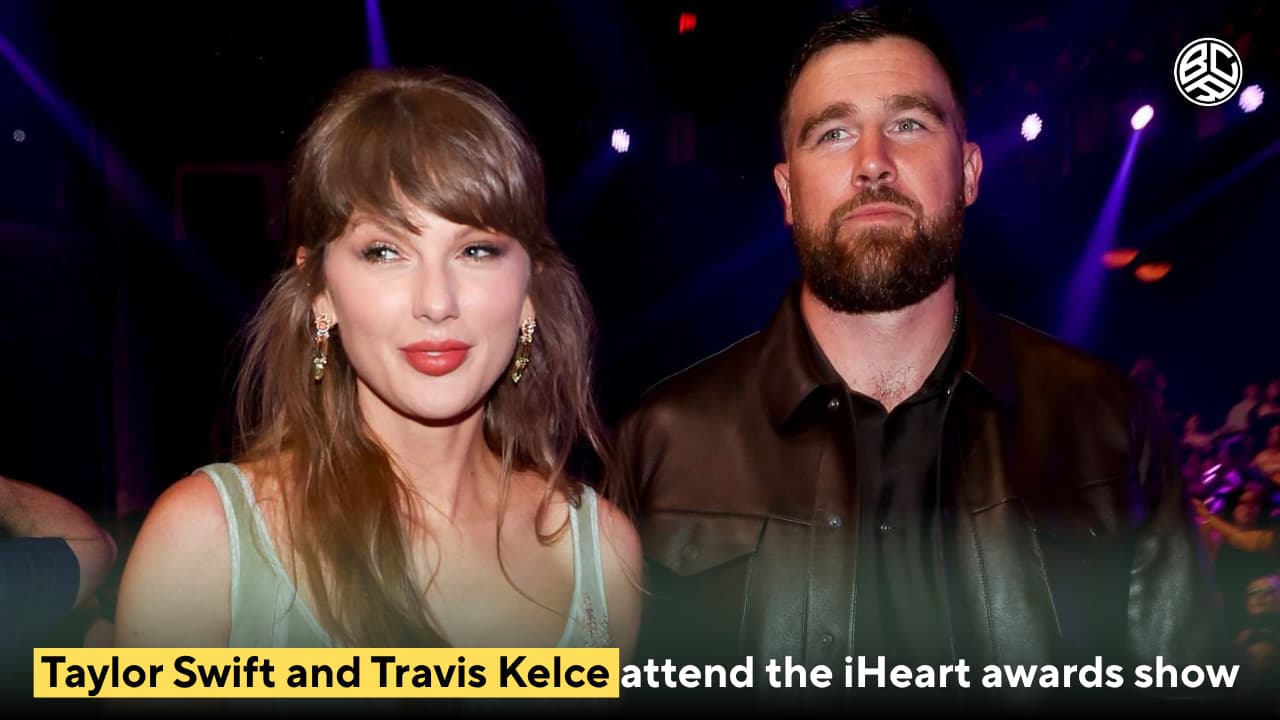 Taylor Swift and Travis Kelce attend the iHeart awards show