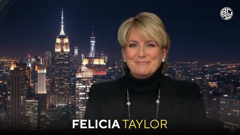 Woman smiling with city skyline backdrop
